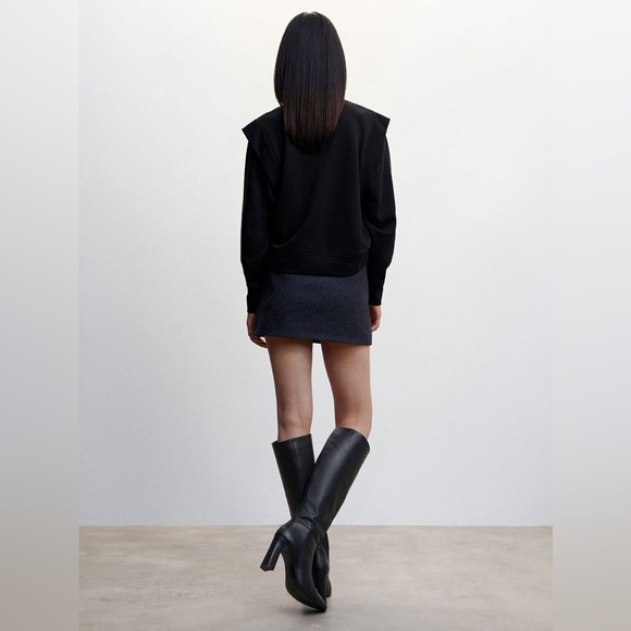 Mango Quilted Panel Black Sweatshirt in L NWT - Picture 6 of 8